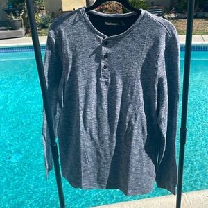 Marc Anthony Blue and White long sleeve button up henley | Size M